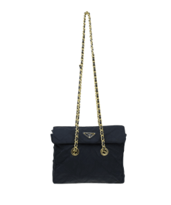 Prada Black Quilted Nylon Vintage Shoulder Bag Black 28Cm