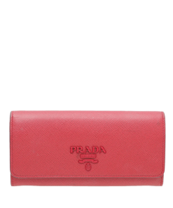 Prada Saffiano Monochrome Flap Long Wallet Full Red 19Cm 1Mh132 Zlp F061H