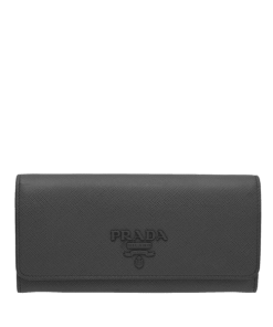 Prada Saffiano Monochrome Flap Long Wallet Full Black 19Cm 1Mh132 Zlp F061H