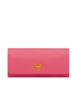 Prada Saffiano Leather Flap Long Wallet Dark Pink And Gold 19Cm 1Mh132 Zlp F061H