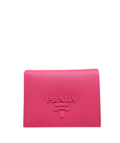 Prada Saffiano Monochrome Flap Small Wallet Full Dark Pink 10Cm 1Mv204 Qwa F0002