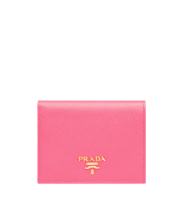 Prada Saffiano Leather Flap Small Wallet Peony Pink And Gold 10Cm 1Mv204 Qwa F0505