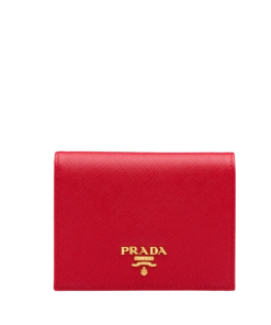 Prada Saffiano Leather Flap Small Wallet Red And Gold 10Cm 1Mv204 Qwa F068Z