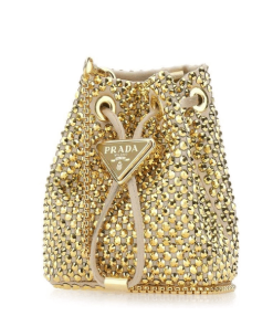 Prada Embellished Satin Pouch Platinum Color 20Cm 1Nr016 2Awl F0522