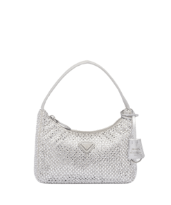 Prada Satin Mini Bag With Artificial Crystals Silver 21Cm 1Ne515 2Awl F0118