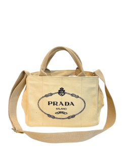 Prada Canapa Tote Canvas Bag In Beige 29Cm
