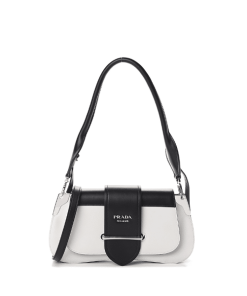Prada City Calfskin Sidonie Shoulder Bag White Black 28Cm 1Bd168