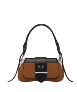 Prada City Calfskin Sidonie Shoulder Bag Brown And Black 28Cm 1Bd168