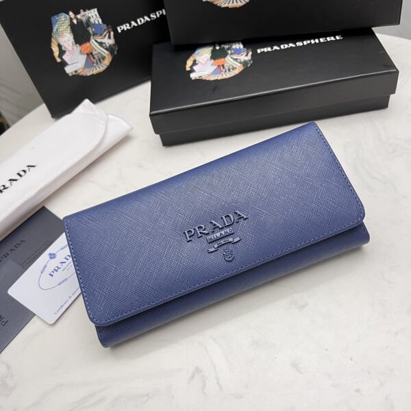 Prada Saffiano Monochrome Flap Long Wallet Full Navy Blue 19Cm 1Mh132 Zlp F061H - Image 10