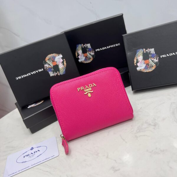 Prada Saffiano Leather Coin Purse Peony Pink Wallet 10Cm 1Mm268 Qwa F0505 - Image 10