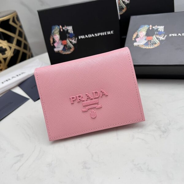 Prada Saffiano Monochrome Flap Small Wallet Full Light Pink 10Cm 1Mv204 Qwa F0002 - Image 10