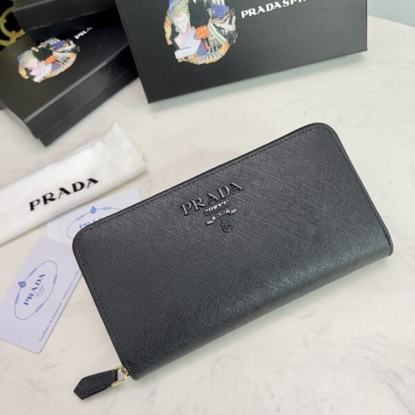 Prada Large Saffiano Leather Wallet Full Black 19Cm 1Ml506 Qwa F0505 - Image 10
