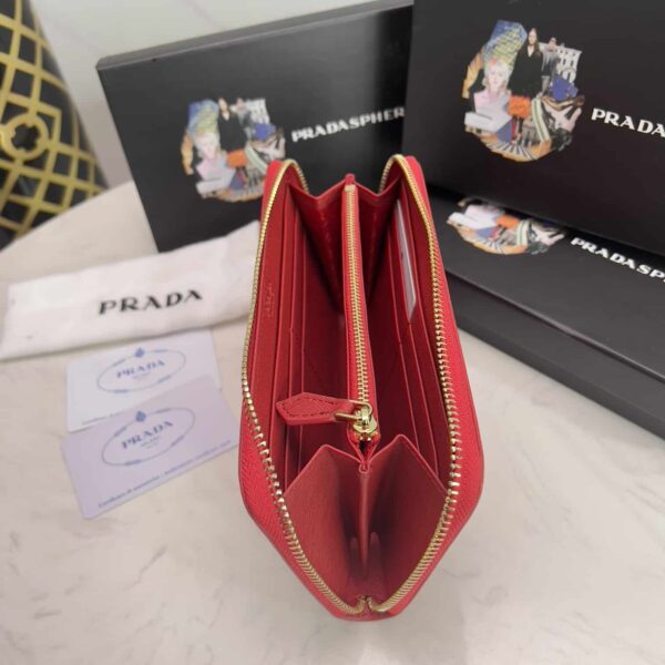 Prada Large Saffiano Leather Wallet Fiery Red 19Cm 1Ml506 Qwa F068Z - Image 2