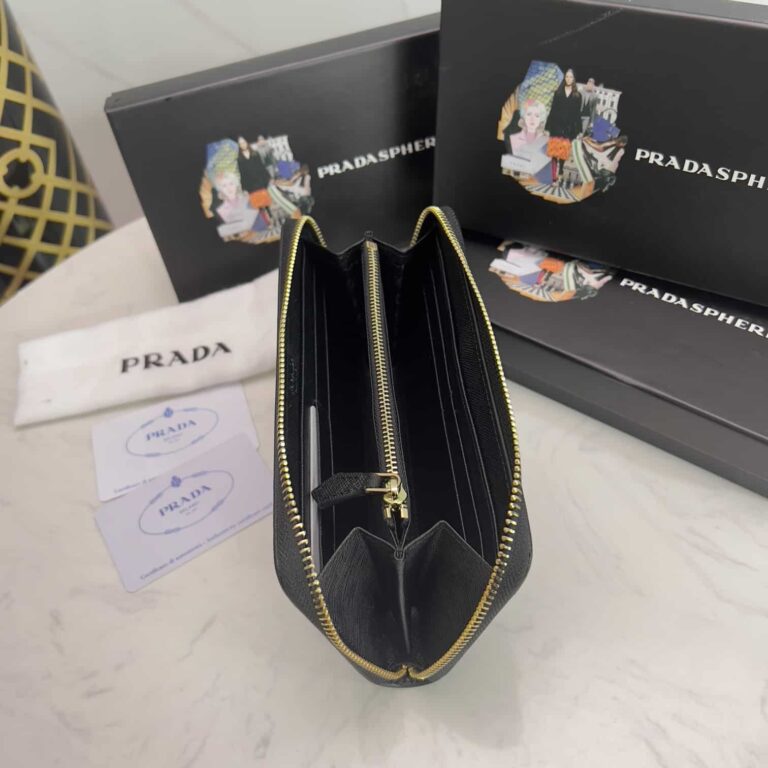 Prada Large Saffiano Leather Wallet Black 19Cm 1Ml506 Qwa F0002 - Image 2