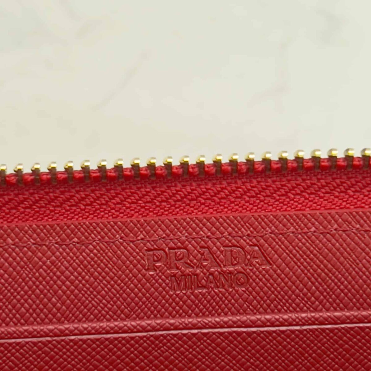 Prada Large Saffiano Triangle Zip Around Long Wallet Red 19Cm 1Ml506 Qhh F068Z - Image 2
