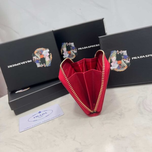 Prada Saffiano Leather Coin Purse Fiery Red Wallet 10Cm 1Mm268 Qwa F068Z - Image 2