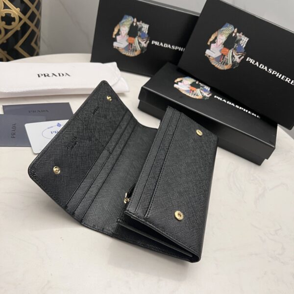 Prada Saffiano Lux Leather Flap Continental Black Wallet 19Cm - Image 2