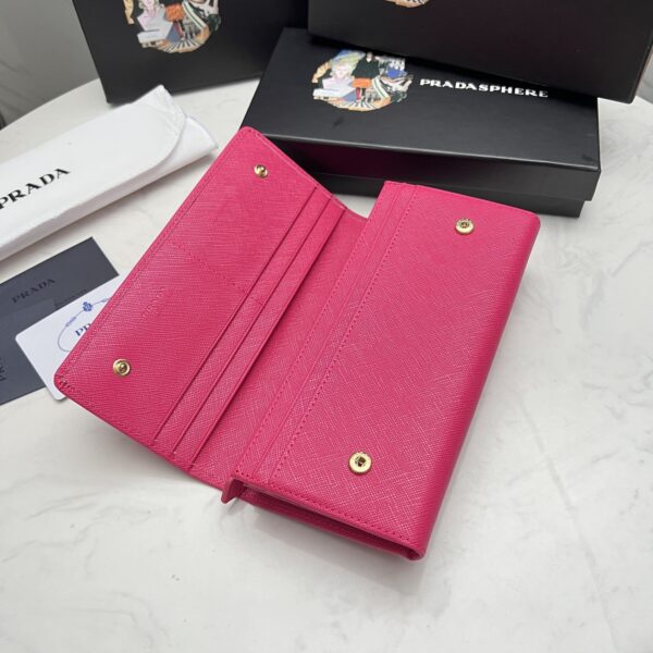 Prada Saffiano Lux Leather Flap Continental Dark Pink Wallet 19Cm - Image 2
