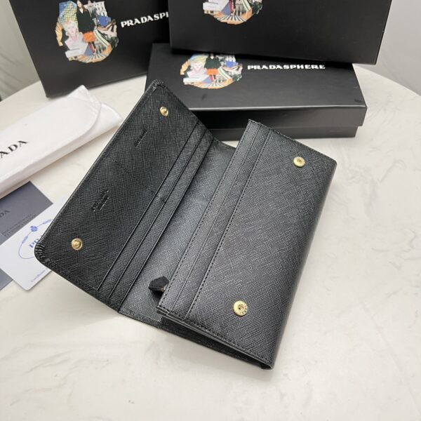 Prada Saffiano Monochrome Flap Long Wallet Full Black 19Cm 1Mh132 Zlp F061H - Image 2