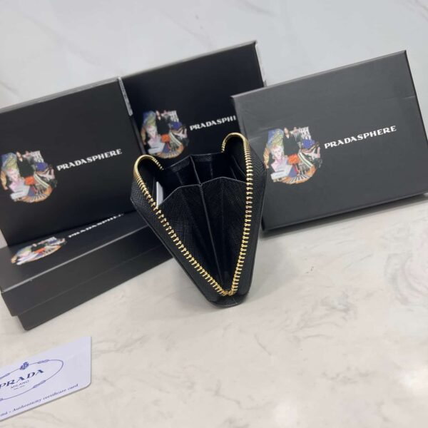 Prada Saffiano Leather Coin Purse Black Wallet 10Cm 1Mm268 Qwa F0002 - Image 2