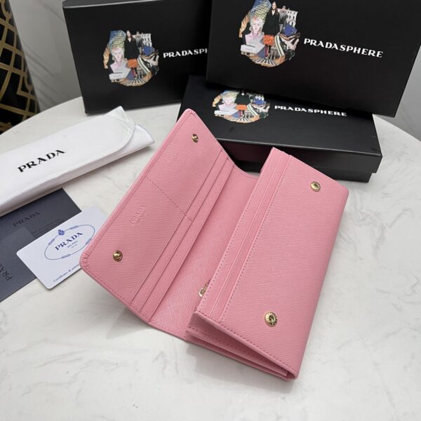 Prada Saffiano Monochrome Flap Long Wallet Full Light Pink 19Cm 1Mh132 Zlp F061H - Image 2