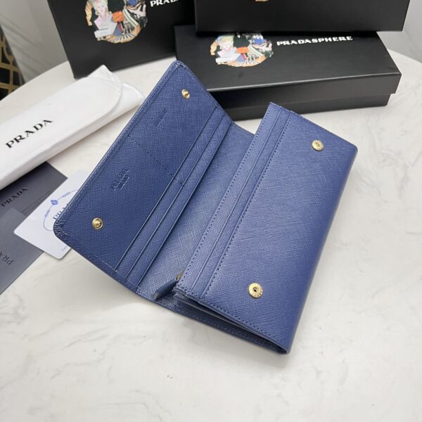 Prada Saffiano Leather Flap Long Wallet Navy Blue And Gold 19Cm 1Mh132 Zlp F0Rau - Image 2