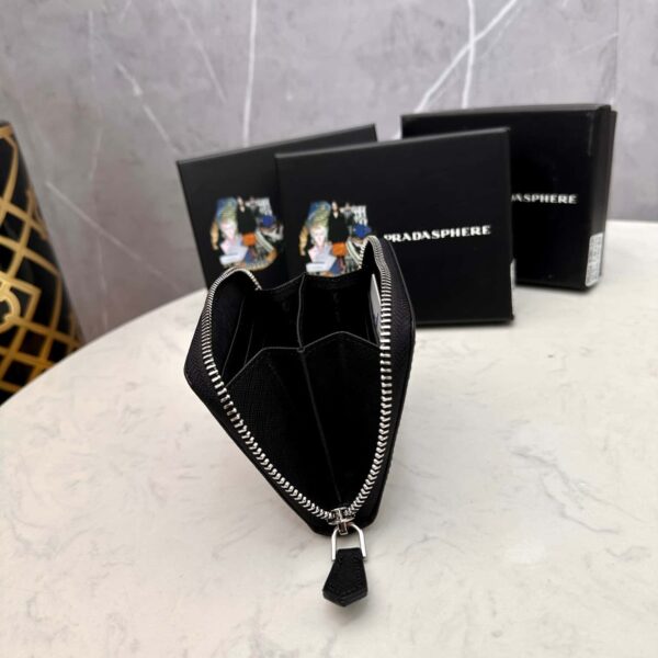 Prada Small Saffiano Leather Wallet Black And Silver 10Cm 1Ml036 Qhh F0002 - Image 2