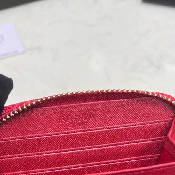 Prada Saffiano Leather Coin Purse Fiery Red Wallet 10Cm 1Mm268 Qwa F068Z - Image 3