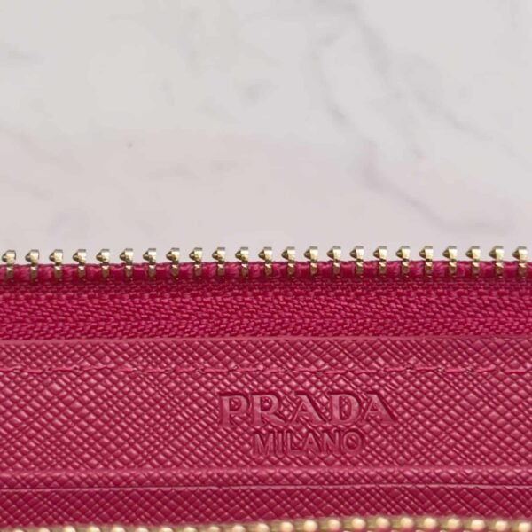 Prada Large  Saffiano Triangle Zip Around Long Wallet Peony Pink 19Cm 1Ml506 Qhh F0002 - Image 3