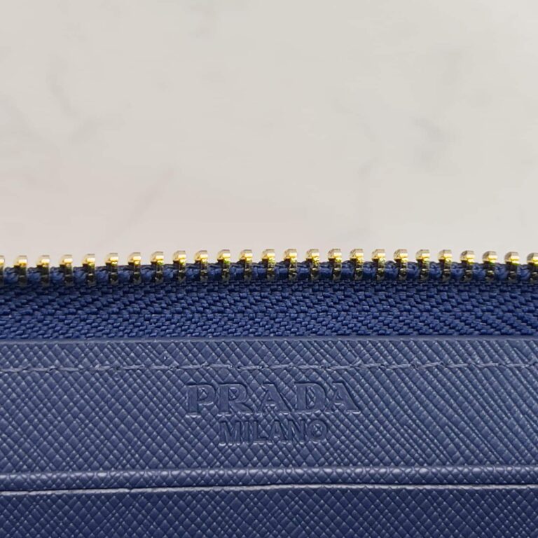 Prada Large  Saffiano Triangle Zip Around Long Wallet Dark Blue 19Cm 1Ml506 Qhh F068Z - Image 3