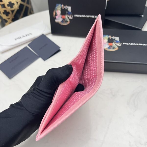 Prada Small Saffiano Lux Leather Flap Continental Triangle Light Pink Wallet 10Cm - Image 3