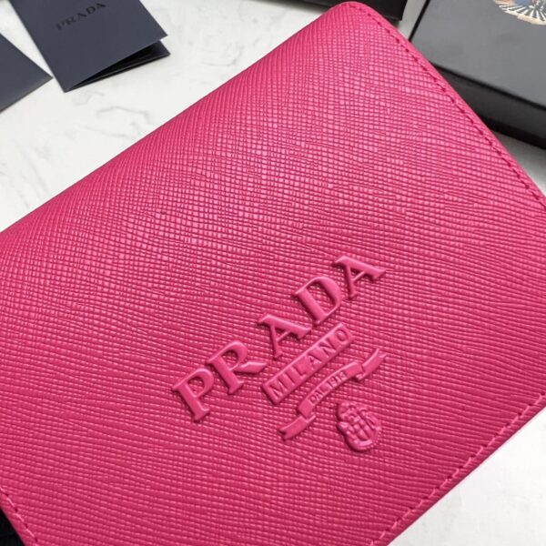 Prada Saffiano Monochrome Flap Small Wallet Full Dark Pink 10Cm 1Mv204 Qwa F0002 - Image 3