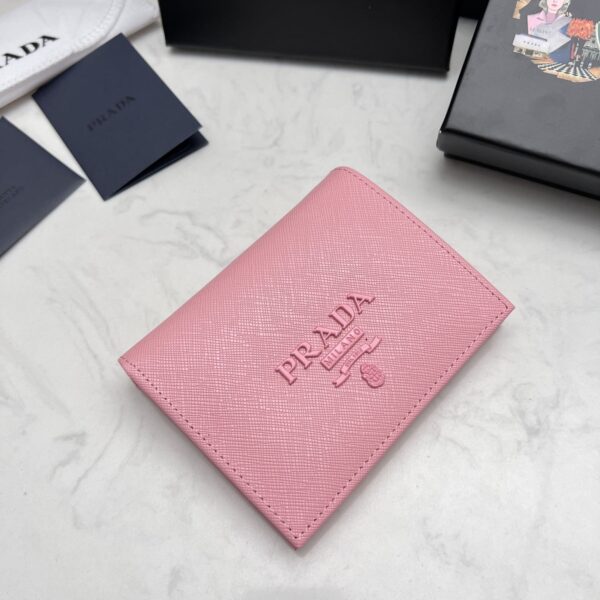 Prada Saffiano Monochrome Flap Small Wallet Full Light Pink 10Cm 1Mv204 Qwa F0002 - Image 3