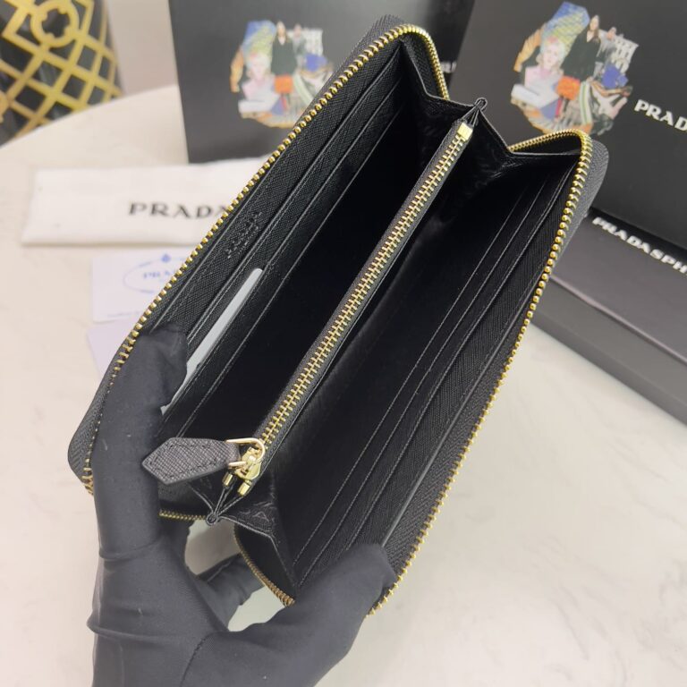 Prada Large Saffiano Leather Wallet Black 19Cm 1Ml506 Qwa F0002 - Image 4