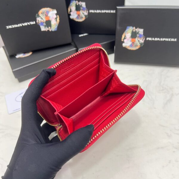 Prada Saffiano Leather Coin Purse Fiery Red Wallet 10Cm 1Mm268 Qwa F068Z - Image 4