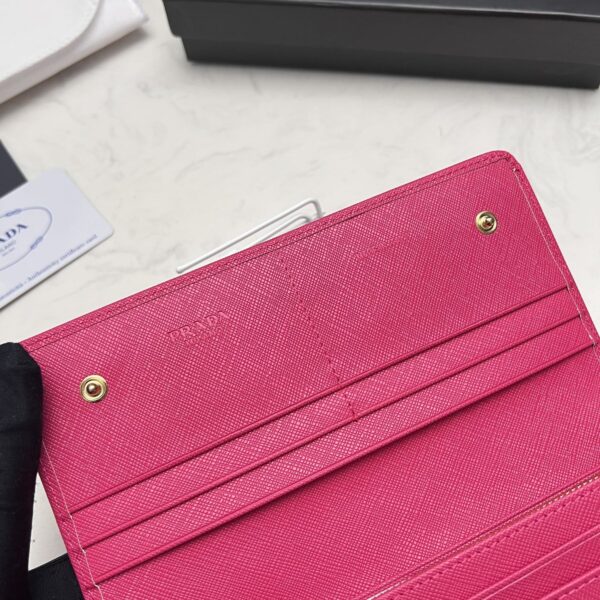 Prada Saffiano Lux Leather Flap Continental Dark Pink Wallet 19Cm - Image 4