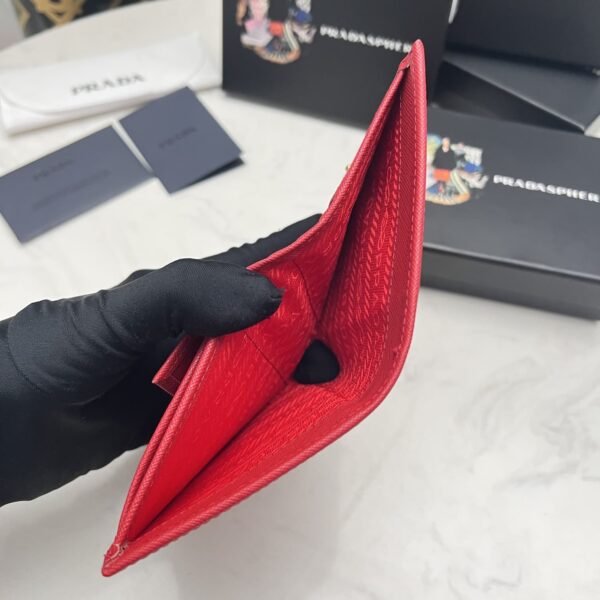 Prada Small Saffiano Lux Leather Flap Continental Triangle Red Wallet 10Cm - Image 4