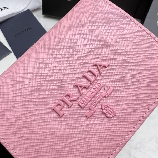 Prada Saffiano Monochrome Flap Small Wallet Full Light Pink 10Cm 1Mv204 Qwa F0002 - Image 4