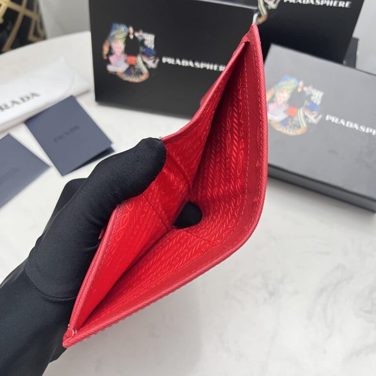 Prada Saffiano Monochrome Flap Small Wallet Full Red 10Cm 1Mv204 Qwa F0002 - Image 4