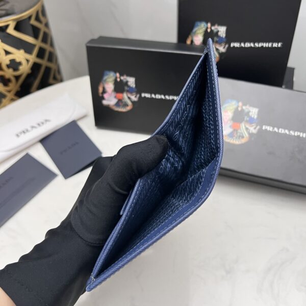 Prada Saffiano Leather Flap Small Wallet Bluette And Gold 10Cm 1Mv204 Qwa F0016 - Image 4