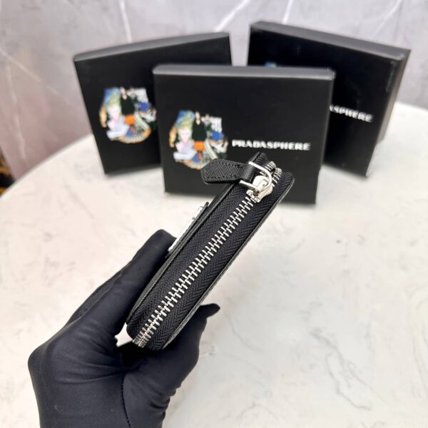 Prada Small Saffiano Leather Wallet Black And Silver 10Cm 1Ml036 Qhh F0002 - Image 4