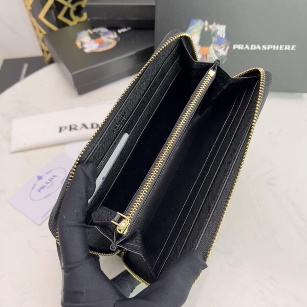 Prada Large Saffiano Leather Wallet Full Black 19Cm 1Ml506 Qwa F0505 - Image 4