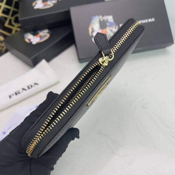 Prada Large  Saffiano Triangle Zip Around Long Wallet Black 19Cm 1Ml506 Qhh F0002 - Image 5