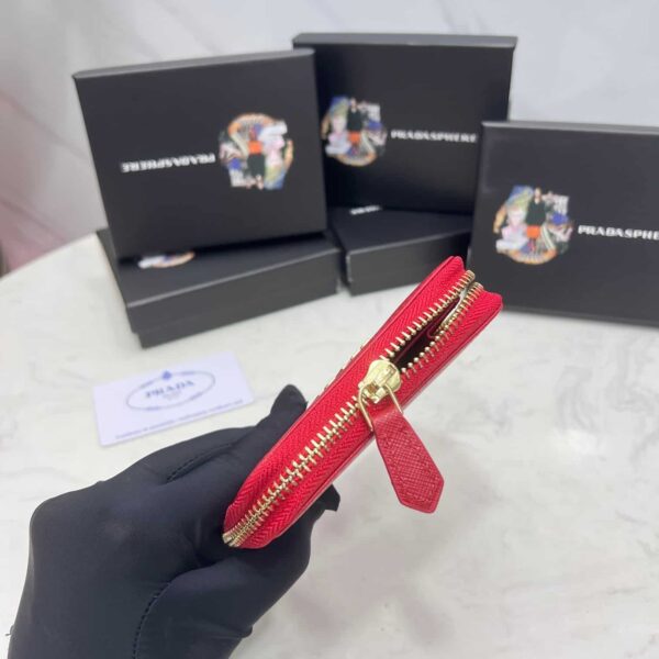 Prada Saffiano Leather Coin Purse Fiery Red Wallet 10Cm 1Mm268 Qwa F068Z - Image 5