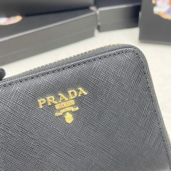 Prada Saffiano Leather Coin Purse Black Wallet 10Cm 1Mm268 Qwa F0002 - Image 5