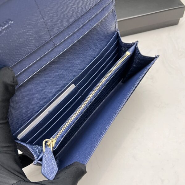Prada Saffiano Leather Flap Long Wallet Navy Blue And Gold 19Cm 1Mh132 Zlp F0Rau - Image 5