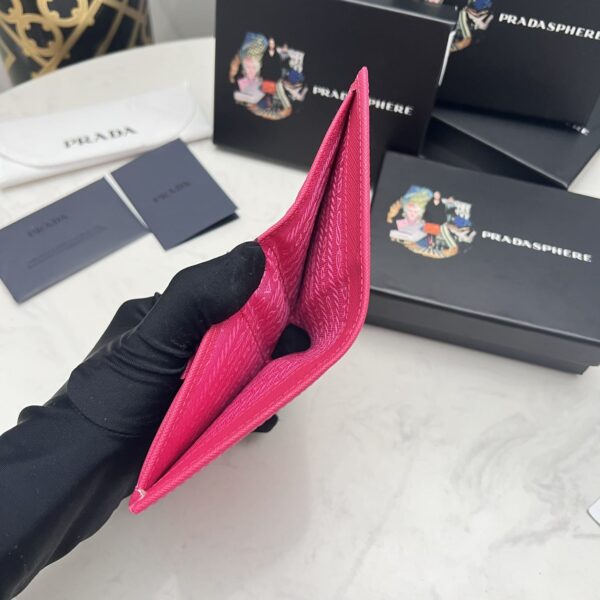 Prada Small Saffiano Lux Leather Flap Continental Triangle Dark Pink Wallet 10Cm - Image 5