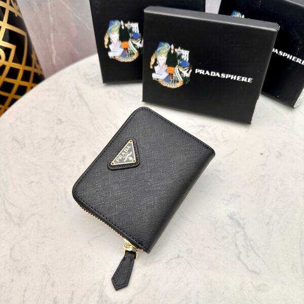 Prada Small Saffiano Leather Wallet Black And Gold 10Cm 1Ml036 Qhh F0002 - Image 6