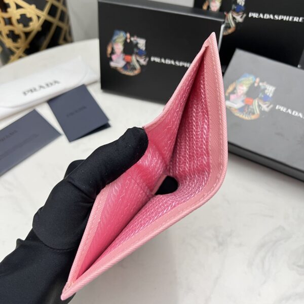 Prada Saffiano Monochrome Flap Small Wallet Full Light Pink 10Cm 1Mv204 Qwa F0002 - Image 5