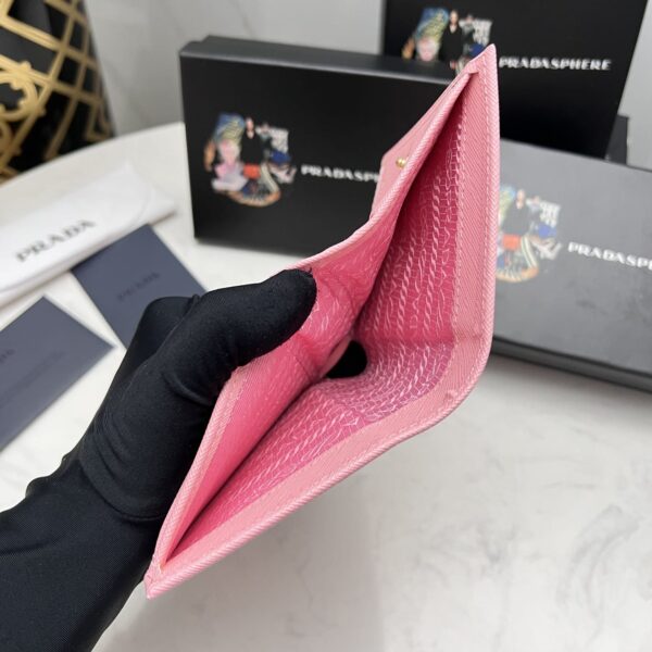 Prada Saffiano Leather Flap Small Wallet Peony Pink And Gold 10Cm 1Mv204 Qwa F0505 - Image 5